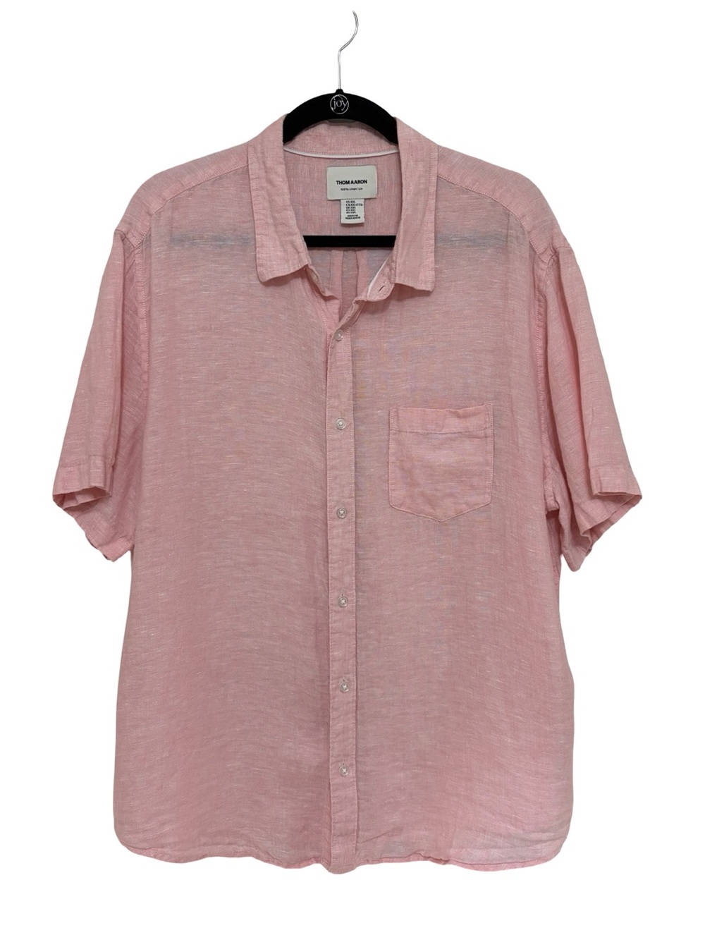 Thom Aaron Men’s 100% Linen Button Down Shirt in Pink - Size XXL